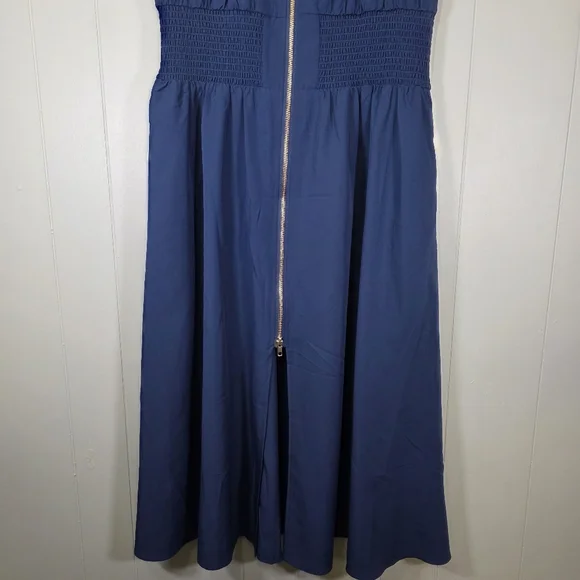 Wenrine Navy Blue Summer Smocked Dress Size XL - Picture 3 of 12